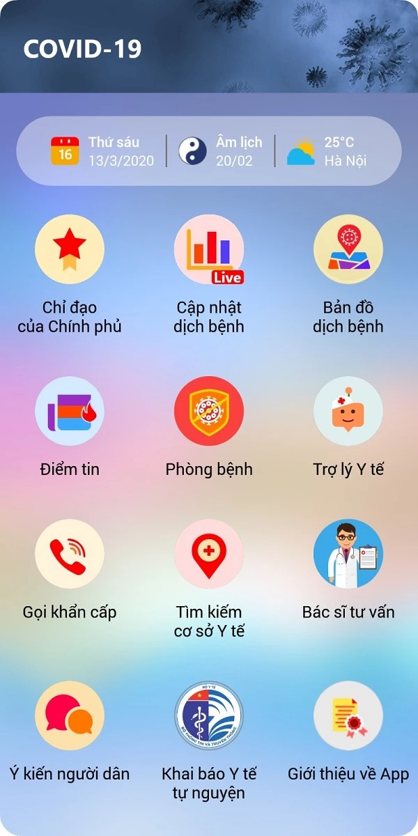 Cục Công nghệ thông tin - Bộ Y tế chính thức ra mắt app COVID-19 thông tin về dịch bệnh COVID-19 trên nền tảng của hai hệ điều hành điện thoại là Android và iOS.