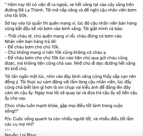 Đi đổ xăng nhưng lại quên mang ví, nhân viên cây xăng đã đưa ra lời đề nghị đặc biệt khiến khách hàng xúc động - Ảnh 2.