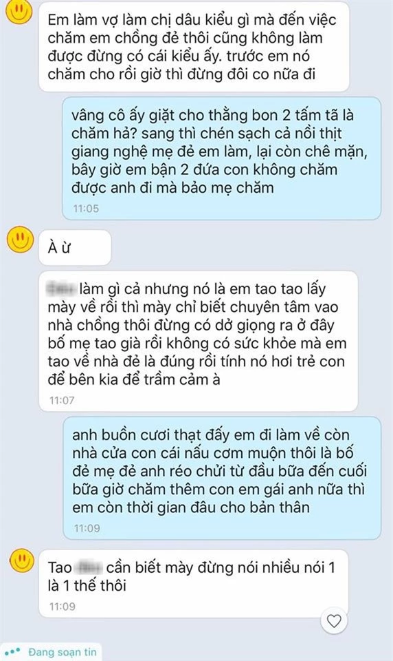 Một nách 2 con còn phải bưng bô hầu em chồng, nàng dâu "tím người" khi đọc tin chồng nhắn - 1