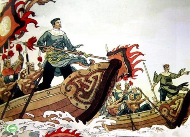 Trận đánh sông Như Nguyệt vang danh sử sách của quân dân nhà Lý. Tranh minh họa.