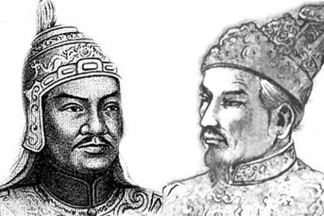 Nguyễn Huệ và Nguyễn Anh (phải) là anh em cột chèo.