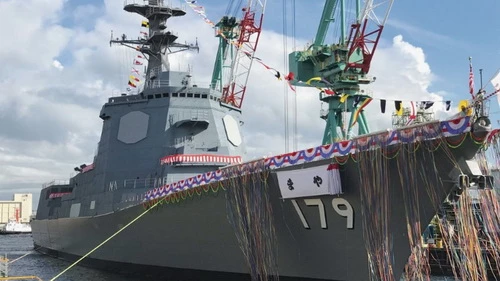 Khu trục hạm JS Maya (DDG-179) trong lễ hạ thủy hồi năm 2018. Ảnh: Jane's Defense Weekly.