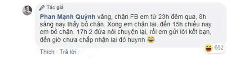 Phan Mạnh Quỳnh tiết lộ lý do bạn gái chưa đồng ý kết bạn.