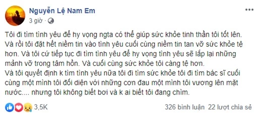 Nam Em xuất hiện với gương mặt hốc hác, chia sẻ tâm trạng tiêu cực liên quan đến chuyện tình cảm - Ảnh 2.