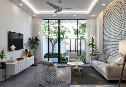 Nhà ống 3 tầng có giếng trời giúp lấy gió và sáng