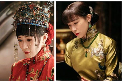 Xa Thi Mạn duyên dáng diện váy cưới đỏ rực, lộ nét mặt u sầu vì không có chú rể