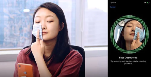 Cách được Tencent khuyến cáo là dùng khẩu trang che đi một nửa khuôn mặt cho mỗi lần đăng ký FaceID. Ảnh: SCMP Cách được Tencent khuyến cáo là dùng khẩu trang che đi một nửa khuôn mặt cho mỗi lần đăng ký FaceID. Ảnh: SCMP