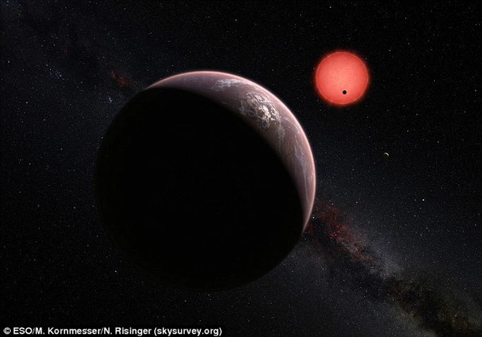 Các nhà thiên văn học đã tìm thấy 3 hành tinh có kích thước tương đương Trái đất trong vùng sự sống Goldilocks. Ảnh: ESO