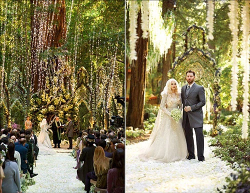 Sean Parker và vợ chi 10 triệu USD thuê địa điểm tổ chức tại khu rừng rậm hơn 500 tuổi ở Big Sur (Mỹ) và dựng lại giống bối cảnh bộ phim The Lord of The Rings. Tuy nhiên, hành vi phá hoại môi trường để dựng địa điểm tổ chức lễ cưới đã khiến họ vướng án phạt với số tiền lên tới 2,5 triệu USD. Ảnh: Pinterest.