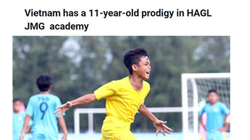Cầu thủ 11 tuổi của Việt Nam xuất hiện trên trang tin nước ngoài