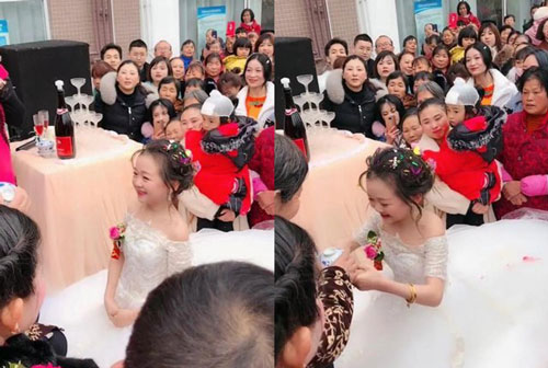 Cô dâu cao 1m3, mặt như học sinh tiểu học, diện mạo chú rể còn bất ngờ hơn