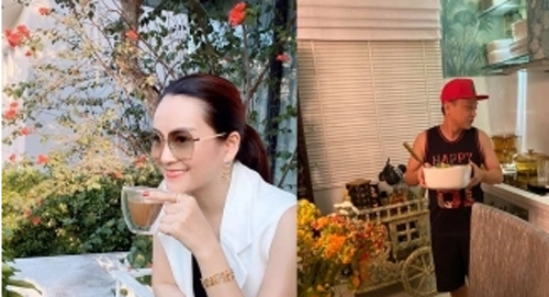 Bà xã Bình Minh được "anh cả làng thời trang" tận tay vào bếp nấu ăn chúc mừng sinh nhật