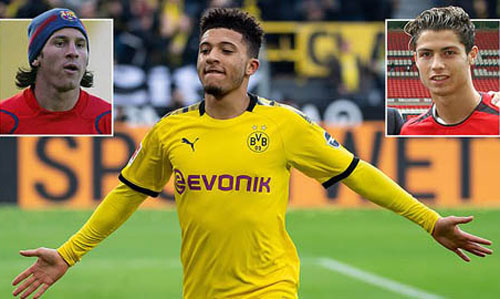 Ở tuổi 20, Sancho có thành tích "hoành tráng" hơn cả Messi lẫn Ronaldo