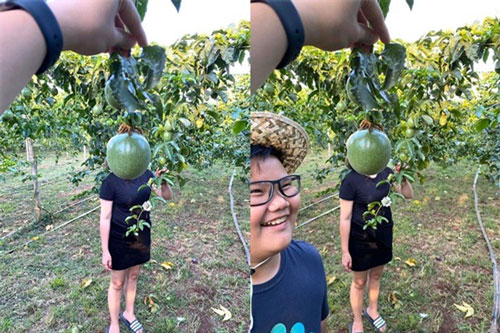 Tạo dáng trong vườn chanh leo rồi nhờ con trai chụp ảnh, kết quả khiến mẹ "đứng hình"