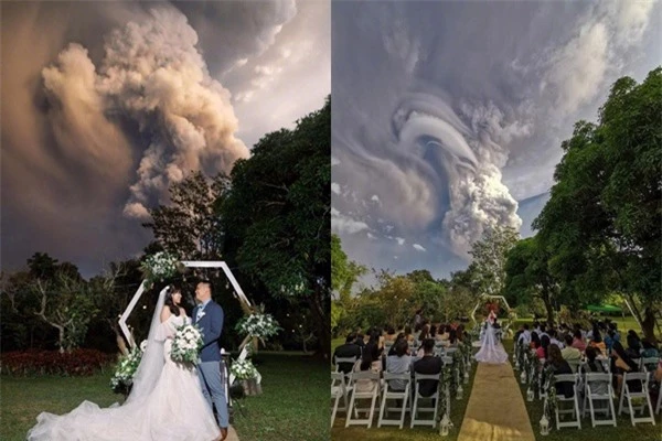 Cặp đôi tổ chức đám cưới gần núi lửa đang phun trào.