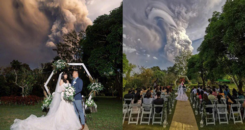 Đang tổ chức đám cưới, cô dâu chú rể và quan khách "hoảng loạn" bởi những cột khói cuồn cuộn trên bầu trời