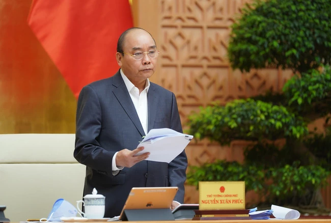 Thủ tướng Nguyễn Xuân Phúc phát biểu tại phiên họp. (Ảnh: VGP)