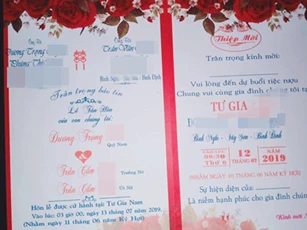 Sự thật bất ngờ về tấm thiệp cưới ghi tên 1 chú rể nhưng lại có tận 2 cô dâu