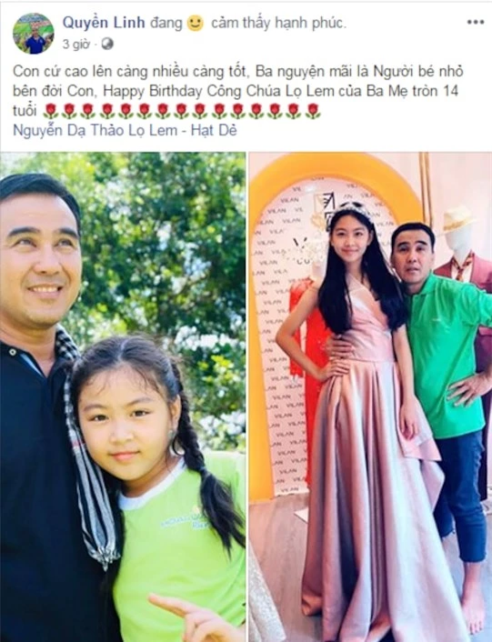 MC Quyền Linh chia sẻ hình ảnh ngày ấy - bây giờ của bé Lọ Lem, nhân dịp sinh nhật 14 tuổi - Ảnh 1