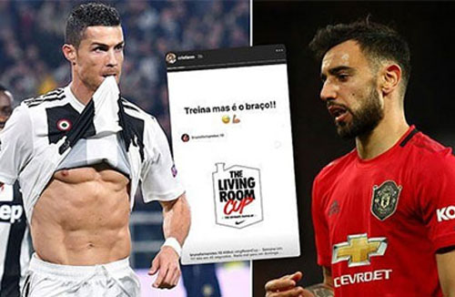 Ronaldo 'đá đểu' Bruno Fernandes sau thử thách gập bụng