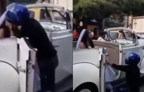 Thấy người yêu cũ đi lấy chồng, thanh niên đến chặn xe rồi quỳ giữa đường làm điều khó ngờ