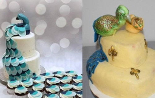 Đặt chiếc bánh cưới hình con công vô cùng bắt mắt, đến khi mở ra cô dâu mới "choáng" vì con vật bên trong