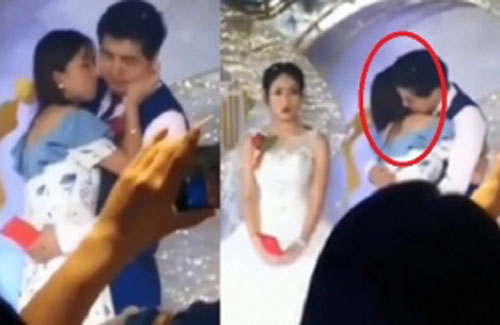 Người yêu cũ bất ngờ lao lên sân khấu ôm hôn chú rể nhưng thái độ của cô dâu mới bất ngờ