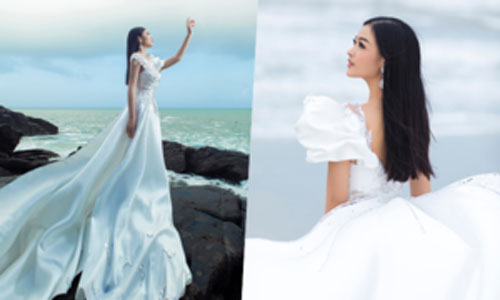 Kiều Loan diện váy cưới lấy cảm hứng từ sóng biển