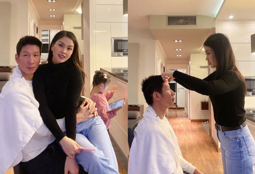 Để vợ cắt tóc mùa dịch, chồng Á hậu Diễm Trang được dân mạng khen “can đảm”