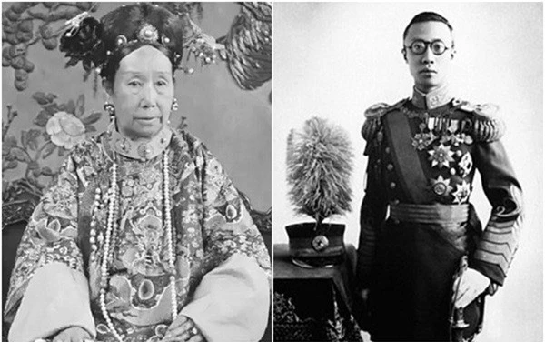 Chân dung của Từ Hi Thái hậu (bên trái) và Hoàng đế Phổ Nghi.