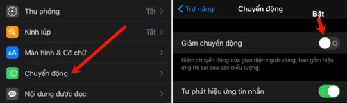 Những hiệu ứng khi mở khóa, bật ứng dụng có thể khiến máy xử lý nhiều hơn. Bạn có thể tắt hiệu ứng này bằng cách vào Cài đặt > Trợ năng > Chuyển động > Bật tùy chọn Giảm chuyển động.