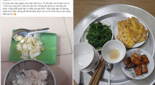 Mẹ trẻ khoe mâm cơm với đĩa rau xào kể "1 túp lều tranh 2 trái tim vàng"  bị cộng động mạng "ném đá tả tơi"