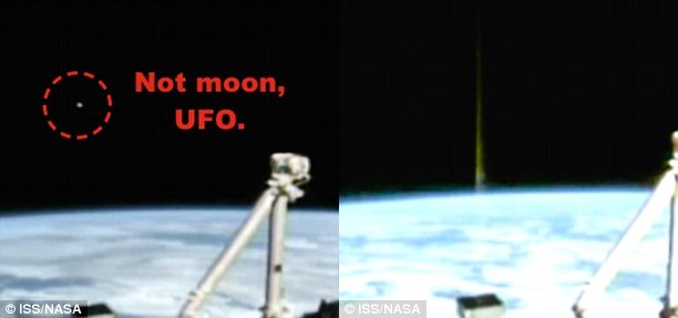 Chùm tia sáng đặc biệt xuất hiện ở nơi trước đó có vật thể được cho là UFO - Ảnh: ISS/NASA Chùm tia sáng đặc biệt xuất hiện ở nơi trước đó có vật thể được cho là UFO - Ảnh: ISS/NASA
