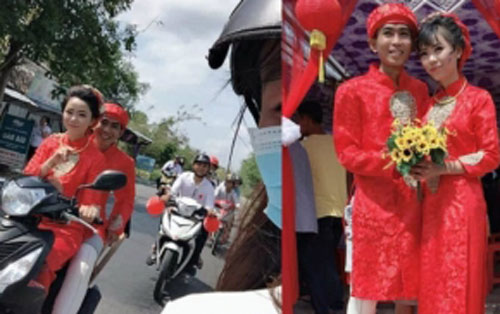 Chú rể mặc quần short được vợ đi rước trong ngày cưới nhưng đôi chân mới gây chú ý