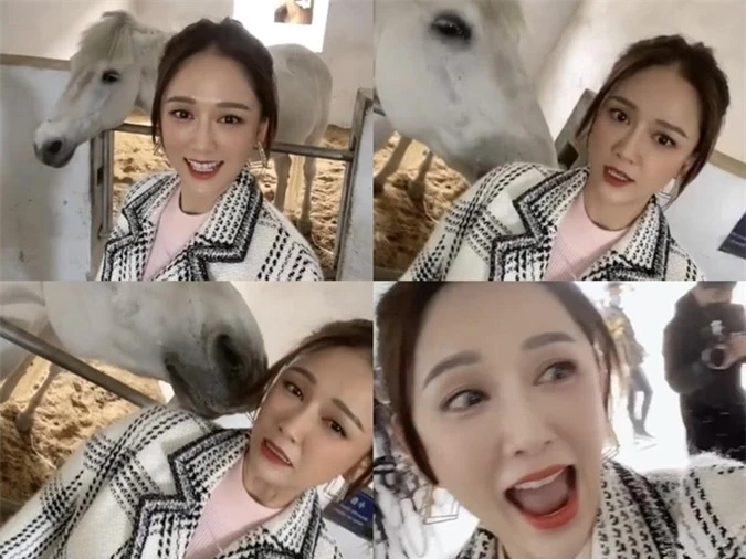 Tại bối cảnh trang trại ngựa, người đẹp Đài Loan hí hửng chụp hình cùng một chú ngựa trắng. Tới khi bị bạn diễn liếm mặt, cô mới sợ hãi hét lên. Biểu cảm này của Trần Kiều Ân làm nhiều người buồn cười.
