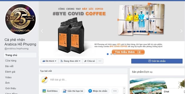 Khách hàng mua bất kỳ sản phẩm cà phê rang xay nào trong combo “Bye Covid Coffee” tại Hồ Phượng, công ty sẽ trích 40% giá trị đơn hàng để ủng hộ Quỹ phòng chống dịch Covid-19