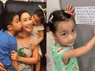 Hài hước chuyện con gái Ốc Thanh Vân 7 tuổi đã biết trả lời thư của mẹ, còn "mách tội" anh hai như thế này đây