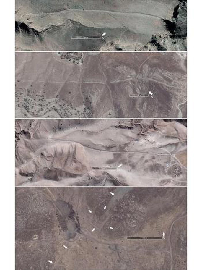 Vị trí của Thành Gawri được đánh dấu bằng các mũi tiên trắng qua ảnh vệ tinh - Ảnh do nhóm nghiên cứu cung cấp