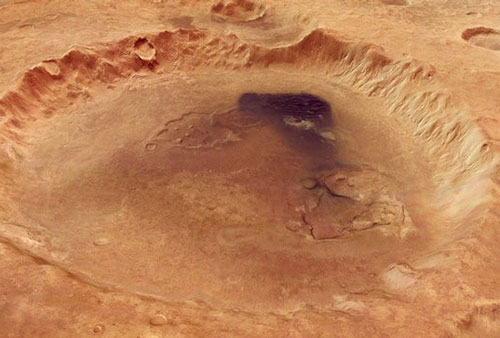 Cận cảnh miệng núi lửa rộng hơn 100 km trên Sao Hỏa