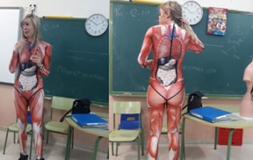 Muốn học sinh dễ hiểu trong giờ giải phẫu, cô giáo diện luôn bộ đồ bó sát và nhận được "cơn mưa" lời khen