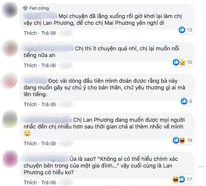 Chia sẻ của Lan Phương về gia đình của Mai Phương nhận được không ít ý kiến trái chiều từ cư dân mạng.