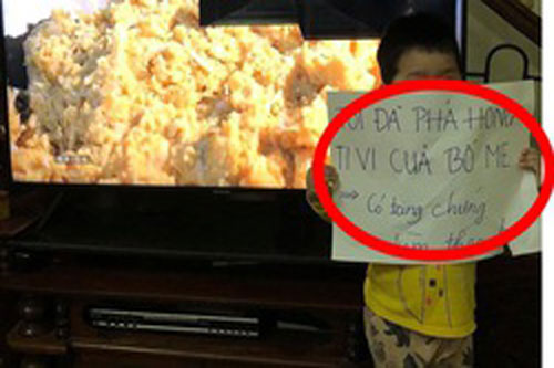 Cậu bé phá hỏng tivi vì lí do "khó đỡ", tờ giấy cầm trên tay có nội dung bất ngờ hơn