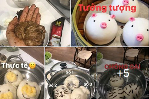 Cặm cụi làm bánh bao mặt heo, cô gái phát hiện mình có khiếu gây cười hơn là nấu ăn