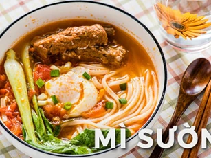 Bữa sáng thơm ngon, lạ miệng với món mì sườn