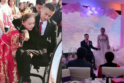 Cảm động trước khoảnh khắc cô dâu bế chú rể lên xe hoa nhưng câu chuyện phía sau mới khiến mọi người nghẹn lòng