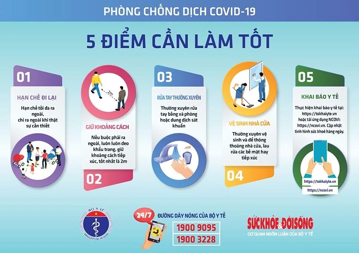 5 việc cần làm tốt để phòng chống COVID-19.