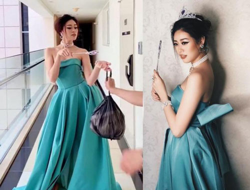 Hoa hậu, siêu mẫu diện đầm dạ hội… đi đổ rác