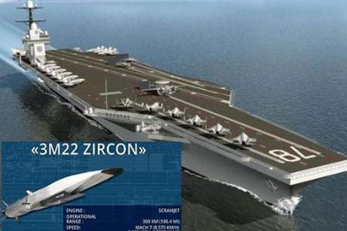 Tên lửa Zircon Nga đủ sức nhấn chìm tàu sân bay Mỹ kể cả không mang đầu đạn