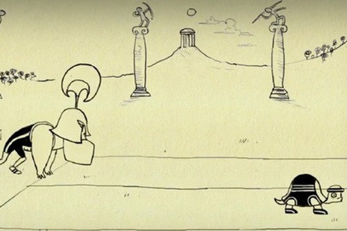 Đây là lời giải cho nghịch lý nổi tiếng của Zeno, về anh hùng Achilles chạy đua với con rùa