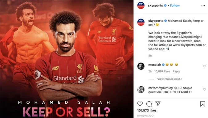 Câu hỏi của Sky Sports về tương lai của Salah ở Liverpool